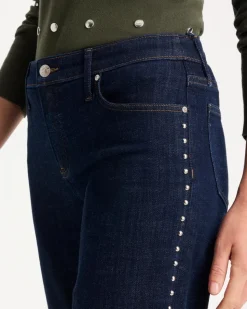 Studded Girlfriend Straight Ankle Jeans