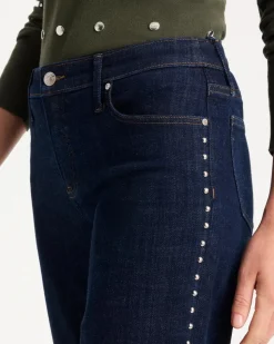 Studded Girlfriend Straight Ankle Jeans