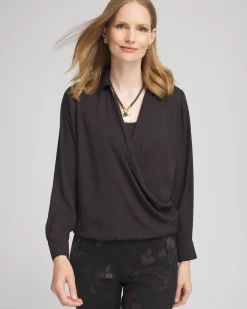 Surplice Bubble Hem Shirt