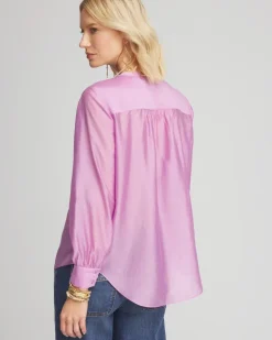 Tencel-Blend Sheer Blouse