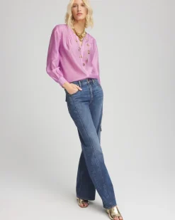 Tencel-Blend Sheer Blouse
