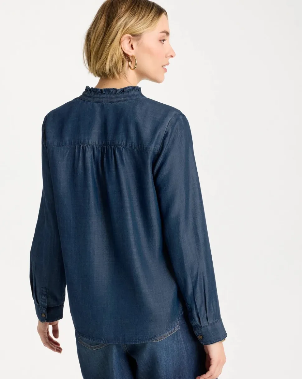 Tencel Denim Ruffled Popover Shirt