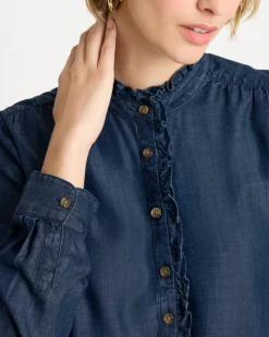Tencel Denim Ruffled Popover Shirt