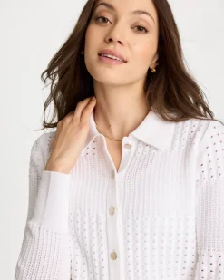 Textured Button-Front Cardigan