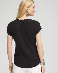 Textured Cap Sleeve Tee