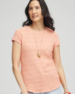 Textured Cap Sleeve Tee