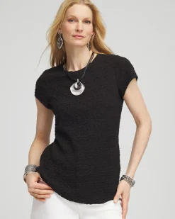 Textured Cap Sleeve Tee