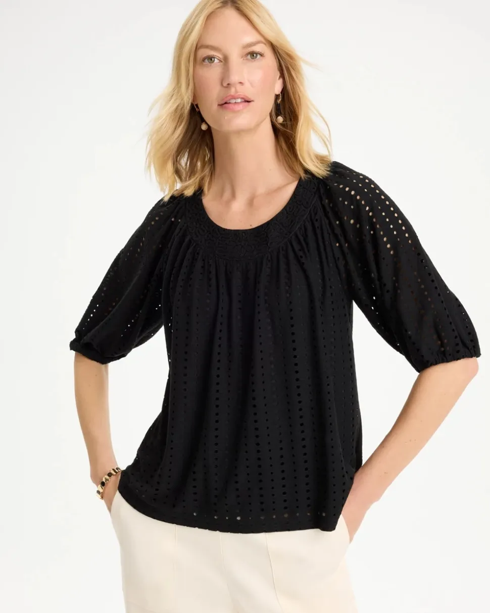 Textured Jacquard Peasant Tee