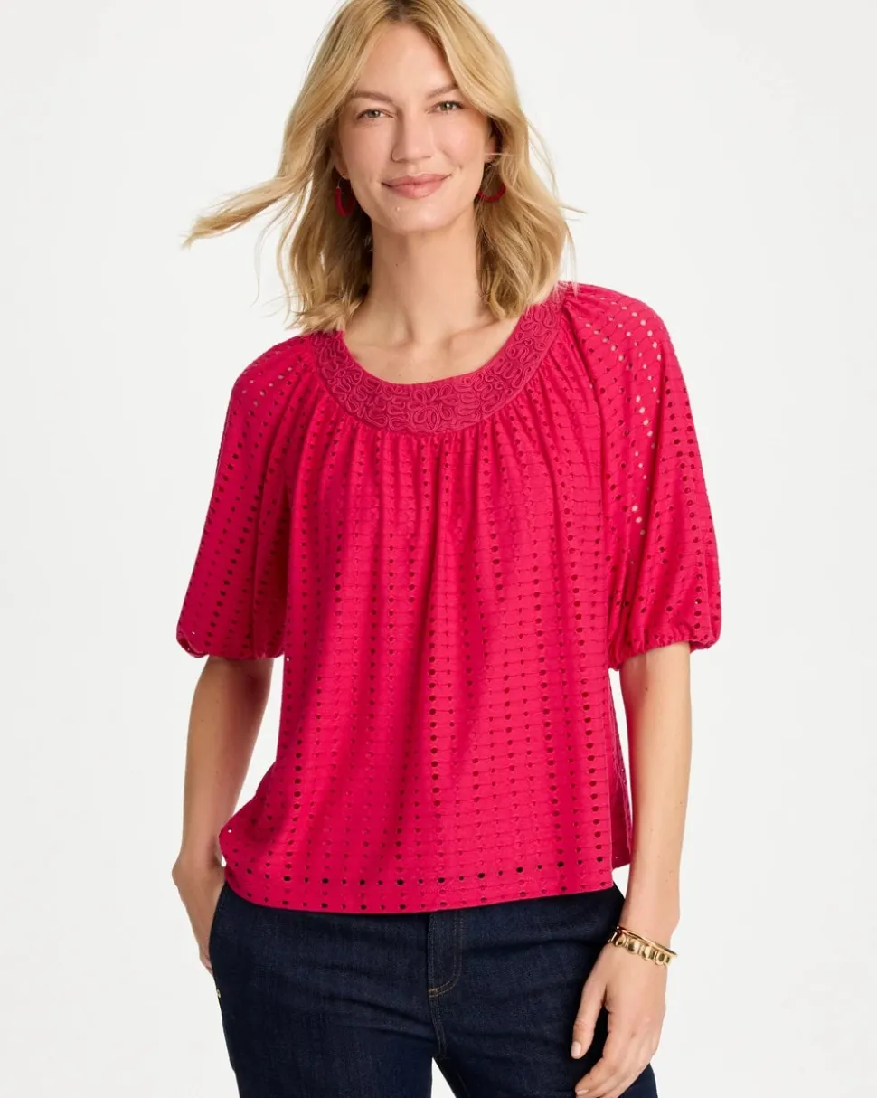 Textured Jacquard Peasant Tee