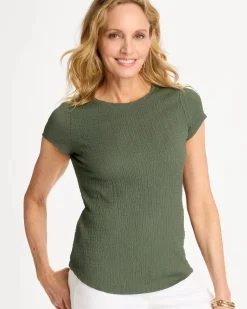 Textured Knit Cap Sleeve Tee