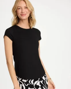 Textured Knit Cap Sleeve Tee
