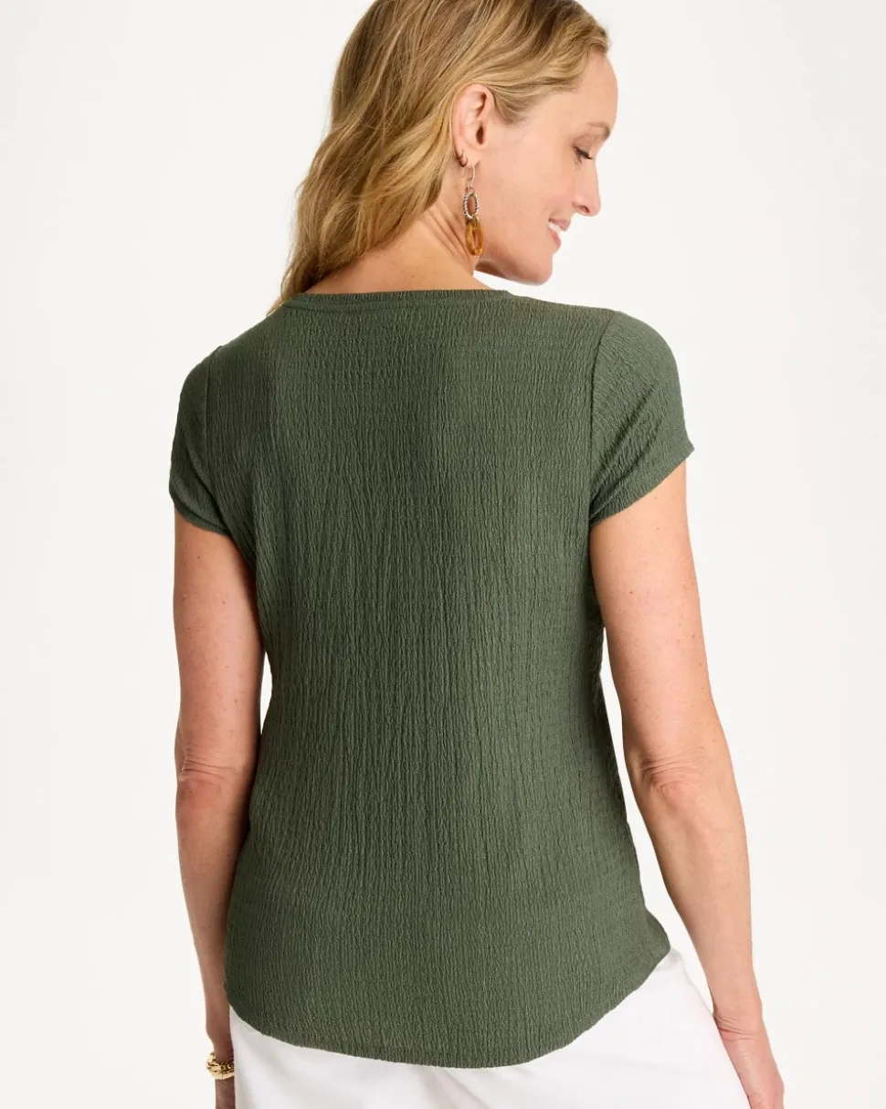 Textured Knit Cap Sleeve Tee