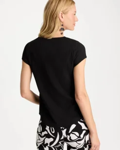 Textured Knit Cap Sleeve Tee