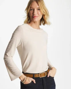 Textured Long Sleeve Cowlneck Tee