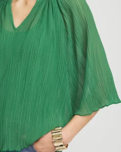 Textured Pleated Chiffon Blouse
