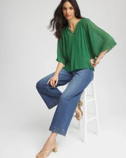 Textured Pleated Chiffon Blouse