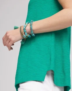 Textured Sleeveless V-Neck Tunic
