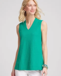Textured Sleeveless V-Neck Tunic