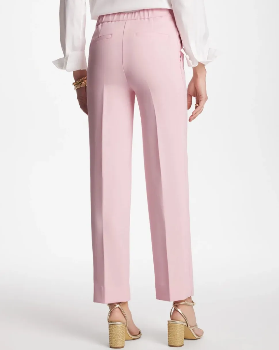 Textured Straight Tapered Ankle Pants