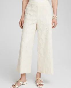 Textured Wide Leg Cropped Pants