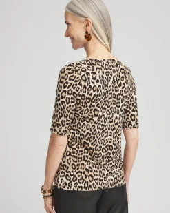 The Touch of Cool™ Leopard Elbow Sleeve Layering Tee