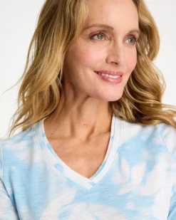 Tie-Dye Palm Cotton Slub V-Neck Tee