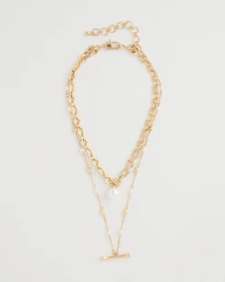 Toggle Bar Pearl Pendant Necklace