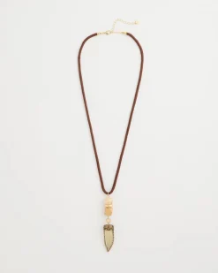 Tooth Pendant Corded Necklace