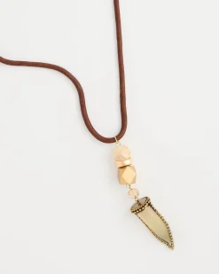Tooth Pendant Corded Necklace