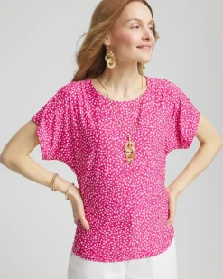 Touch of Cool™ Cheetah Ruched Banded Hem Top