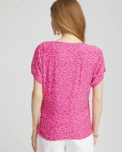 Touch of Cool™ Cheetah Ruched Banded Hem Top