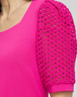 Touch of Cool™ Crochet Lace Square-Neck Tee