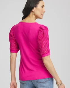 Touch of Cool™ Crochet Lace Square-Neck Tee