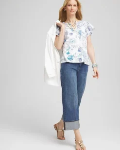 Touch of Cool™ Floral Flutter Sleeve Tee