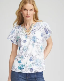 Touch of Cool™ Floral Flutter Sleeve Tee
