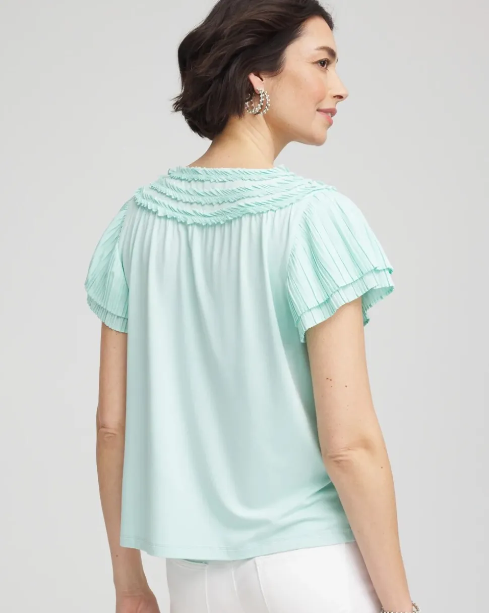 Touch of Cool™ Layered Pleated Flutter Tee