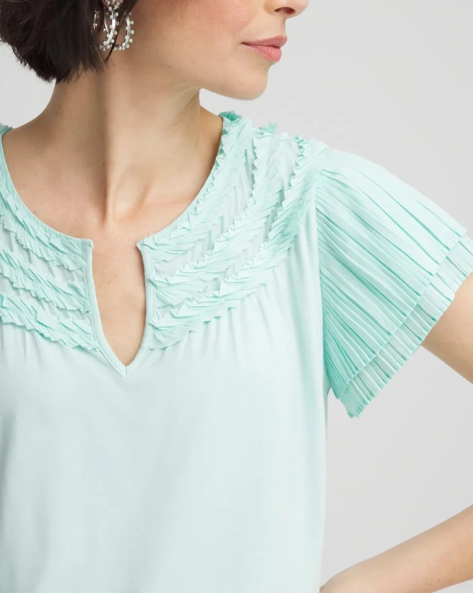 Touch of Cool™ Layered Pleated Flutter Tee