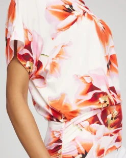 Touch of Cool™ Tropical Ruched Banded Hem Top