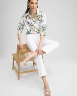 Trapunto Straight Leg Cropped Pants