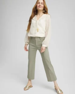 Trapunto Straight Leg Cropped Pants