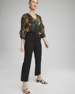 Trapunto Wide Leg Cropped Pants