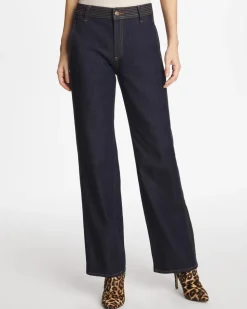 Trapunto Wide-Leg High-Rise Jeans