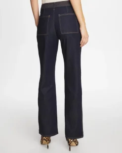 Trapunto Wide-Leg High-Rise Jeans