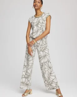 Travelers™ Abstract Leaf Print Knit Wide-Leg Pants