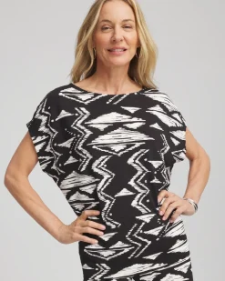 Travelers™ Crinkled Knit Geo-Print Top