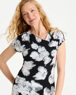 Travelers™ Knit Abstract Floral Asymmetrical Top