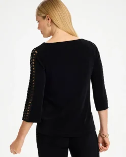 Travelers™ Macrame 3/4 Sleeve Top