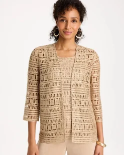 Travelers™ Metallic Crochet Cardigan
