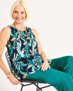 Travelers™ Palm Pleated Chiffon Tank