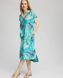 Tropical Linen Midi Dress